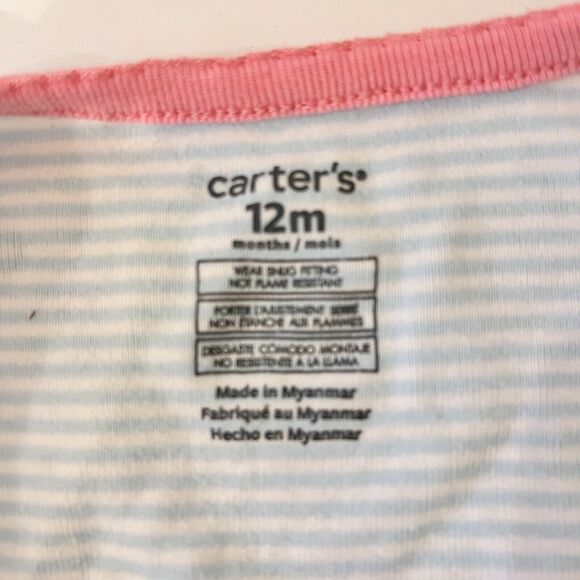 Carter's Cats Cotton Pajama PJs 1 pc Toddler Girl Sleeper Footie - 12 Month - Picture 3 of 5